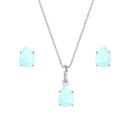 Conjunto de Gota Azul em Zircônia Prata 925