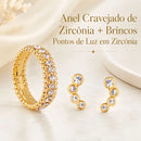 Anel Dourado Aparador Cravejado em Zircônia
