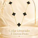 Colar Dourado 5 Trevos Preto