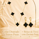 Colar Dourado 5 Trevos Preto