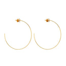 Brinco Dourado Grande de Argola com Detalhe de Flor em Strass