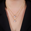 Colar Dourado Duplo de Coração em Cristal - Galeria