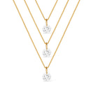 Colar Dourado Triplo 3 Pontos de Luz em Zircônia