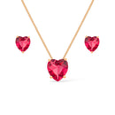 Conjunto Dourado de Coração Vermelho