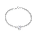 Pulseira Prateada com Pedra de Coração em Zircônia
