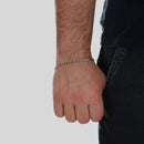 Pulseira Prateada Masculina Elo 3 por 1 &