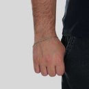 Pulseira Prateada Masculina Elo 3 por 1 &